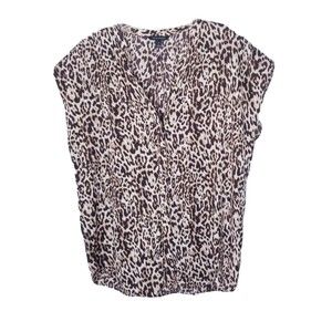 Banana Republic Shirt Women Size Large Tall Brown Tan Neutral Leopard